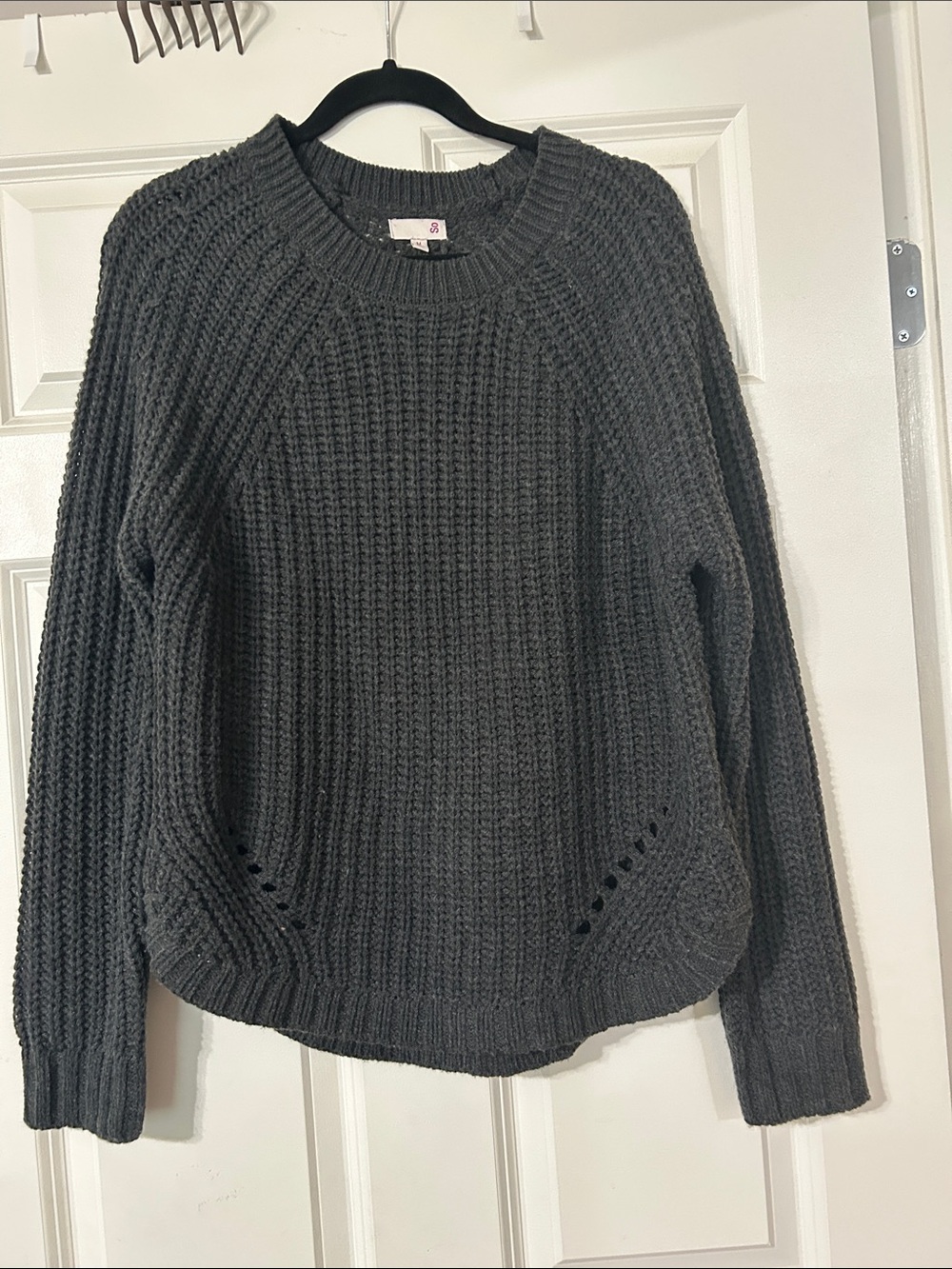 SO Chunky Crewneck Sweater in Dark Gray